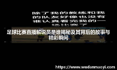 足球比赛直播解说员是谁揭秘及其背后的故事与精彩瞬间