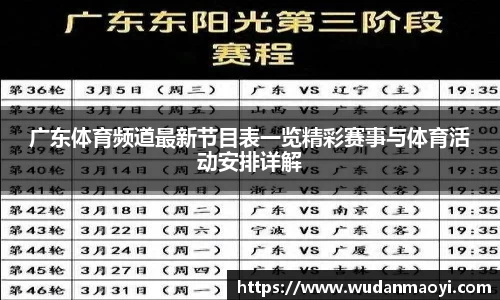 广东体育频道最新节目表一览精彩赛事与体育活动安排详解